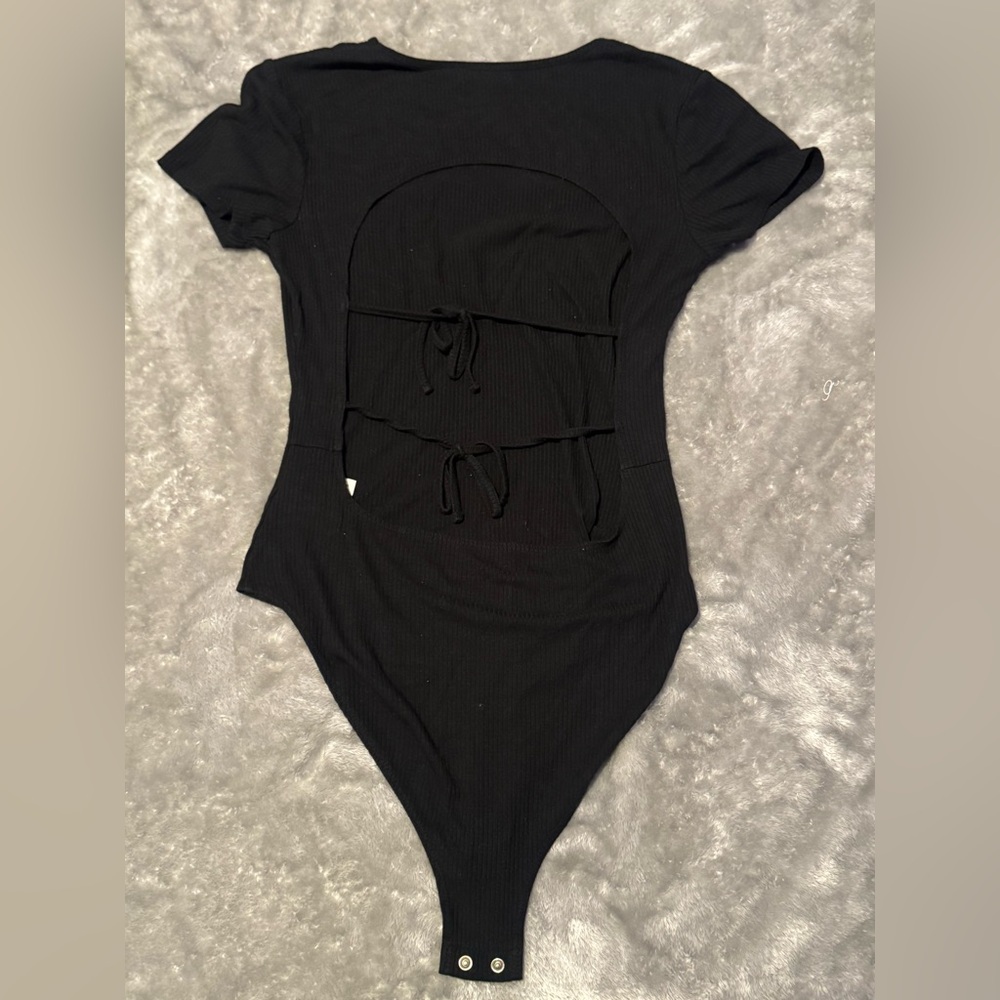 Black Backless Bodysuit